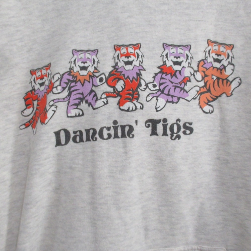Grateful Dead Inspired Clemson Tigers Dancing Tigs Hoodie XL Gray